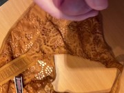 Cum over VS thong whilst watching a panty stuffing video of Pornhub