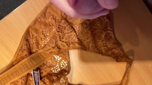 Cum over VS thong whilst watching a panty stuffing video of Pornhub