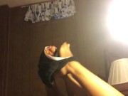 After yoga oily fun, milf plays with her wet pussy