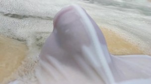 Getting my see through swimwear wet in the hot tub