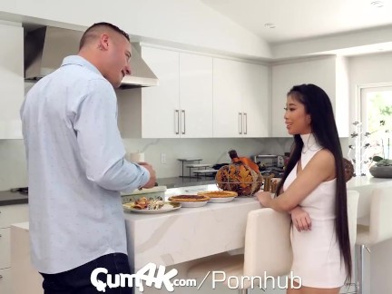 CUM4K Multiple Oozing Creampies Inside Asian Pussy On Thanksgiving