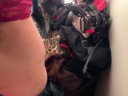 real risky sex and Blowjob in the dressing room of a lingerie store.
