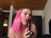 Epic dildo blowjob / throatjob by thick white girl 9/16