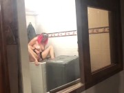 Emily Rose’s window! Squirt session after the gym! 16/16