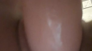 Gorgeous girl taking a big fat dildo 