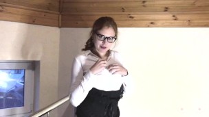 Ass to mouth with sexy secretary after work.Cum on glasses