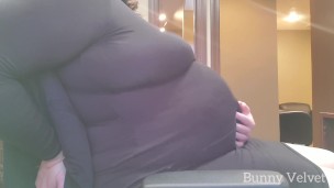 Food Baby in Tight Black Dress