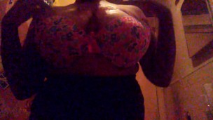 Oiling and Caressing My Big Natural Tits