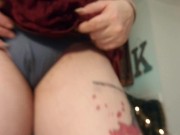 Upskirt trying on my favorite dresses and skirts