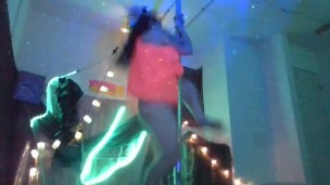 Black light pole tricks & suck and fuck till I cum