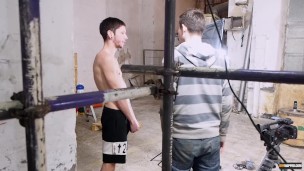 Submissive young gay submits to master for clamp torturing