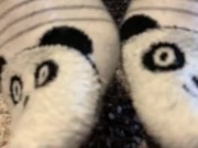 Teen girl takes off boots sock up close ASMR