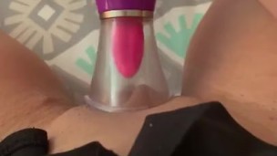 Tongue toy on my clit 