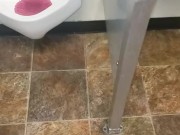 Messy Public Piss In Urinal Attempt By Girl In Slippers