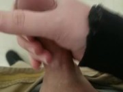 Busting a cumshot at work.