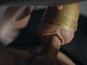 Hung boy fucking fleshlight in 4K. Big uncut white cock. Frog view. Cum. 14/16