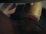 Hung boy fucking fleshlight in 4K. Big uncut white cock. Frog view. Cum. 15/16