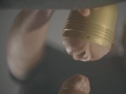 Hung boy fucking fleshlight in 4K. Big uncut white cock. Frog view. Cum. 16/16