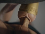 Hung boy fucking fleshlight in 4K. Big uncut white cock. Frog view. Cum. 3/16