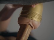 Hung boy fucking fleshlight in 4K. Big uncut white cock. Frog view. Cum. 4/16