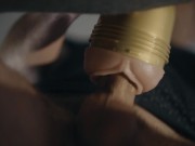 Hung boy fucking fleshlight in 4K. Big uncut white cock. Frog view. Cum. 6/16