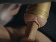 Hung boy fucking fleshlight in 4K. Big uncut white cock. Frog view. Cum. 8/16