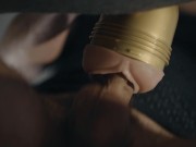 Hung boy fucking fleshlight in 4K. Big uncut white cock. Frog view. Cum. 9/16