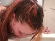 Making Out With The Toliet While  Edging With Wand 
