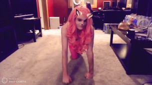 Cute kitten crawling around living room
