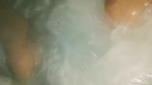 Cheating neighbors Latina wife cums using hot tub jets after party