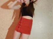 Striptease & dance to nude from button up skirt  2/16