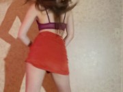 Striptease & dance to nude from button up skirt  4/16