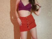 Striptease & dance to nude from button up skirt  5/16