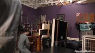 Shaved white emo guy gets nailed by a hung black man