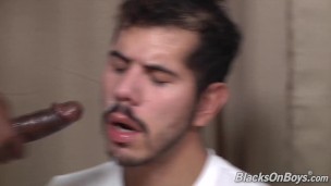 White dude sucking off two black cocks