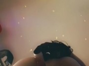 Sexy Blonde Trap Fucks Anal Purple Beaded Dildo Hot Amatuer