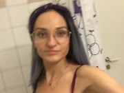 Quick fix on friends toilet when you can’t wait to touch yourself and pussy