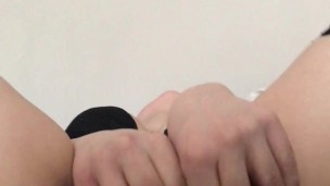 girl rubs vibrator in her little pussy for the first time! WILD