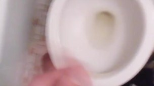 Pissing in Toilet While Twisting My Own Genitals; Playing w/My SexSleeve