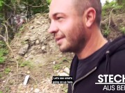 IN PUBLIC! Hot Blonde MILF fucks random guy on stairs! Berlin Banger 2/16