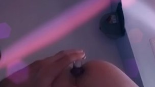 Sexy Blonde Amatuer Teen Crossdresser Sissy Fucks Ass Glass Buttplug Femboy