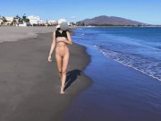 Public nudity hot walking naked on the beach and street. MiaAmahl