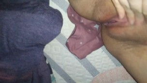 Using Vibrater & stepsister Walks In When About To Squirt 