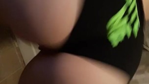 White Goth stripper red head twerking nude