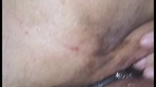 Playing with cum on my pussy 