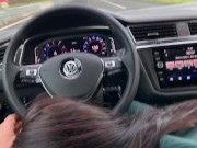 Extreme Blowjob behind wheel, fuck naughty girl in car at the gas station 10/16