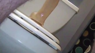 Huge dildo splits hairy ass wide open