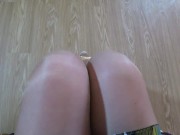 Plump legs wear nylon and high heels. Foot fetish POV