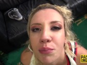 Handcuffed fetish blonde gets mouth fucked 16/16