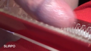 ASMR CloseUp Cumshot in opened Tenga Flip Hole Red.